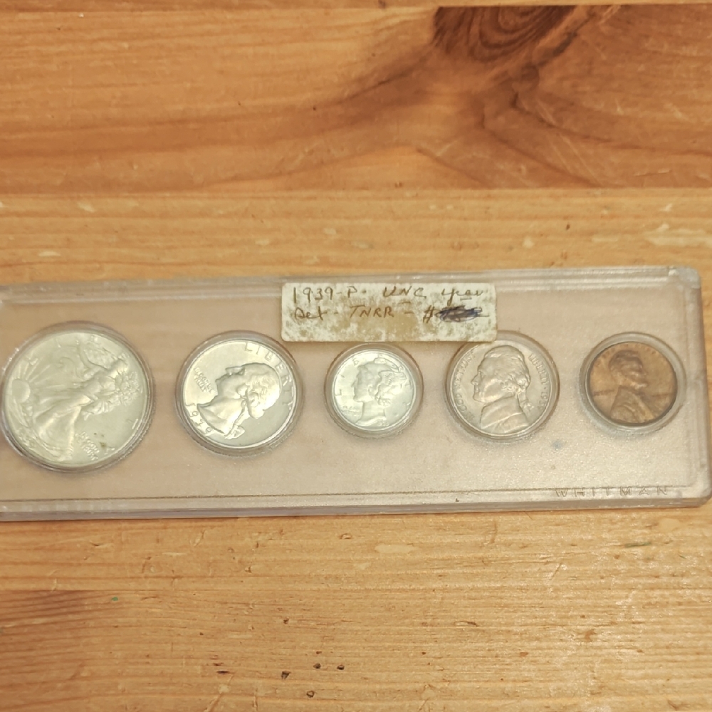 Vintage U.S. Coin Set in Clear Display - Silver and Copper Tones
